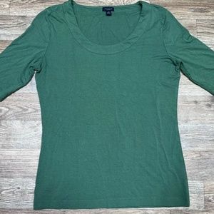 Ann Taylor Factory Women Green 1/2 Short Sleeve T-Shirt Medium